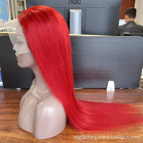 100% human hair wigs lace front ,13*4 transparent lace human hair wig red color,wholesale lace wig human hair wigs